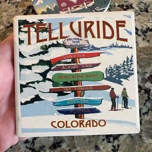 Telluride Colorado Vintage Ski Sign Ceramic Tile